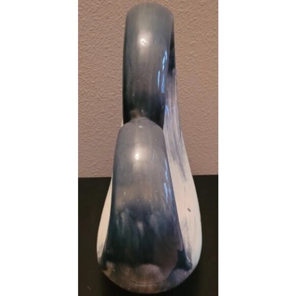 Vintage Ceramic Blue White Modern Abstract Wave Sphere Sculpture 11 inches tall - Picture 4 of 6